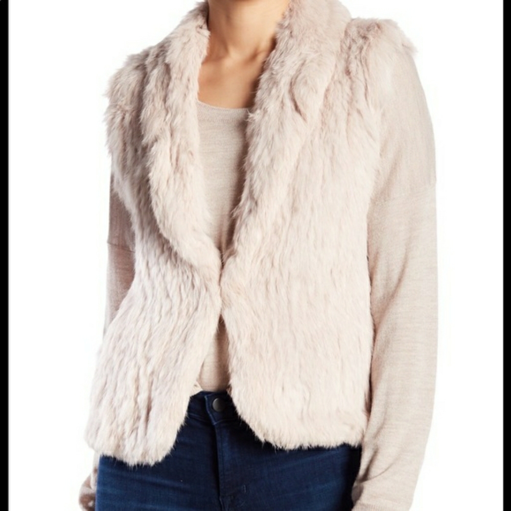 Joie Real Rabbit Fur Vest in Blush